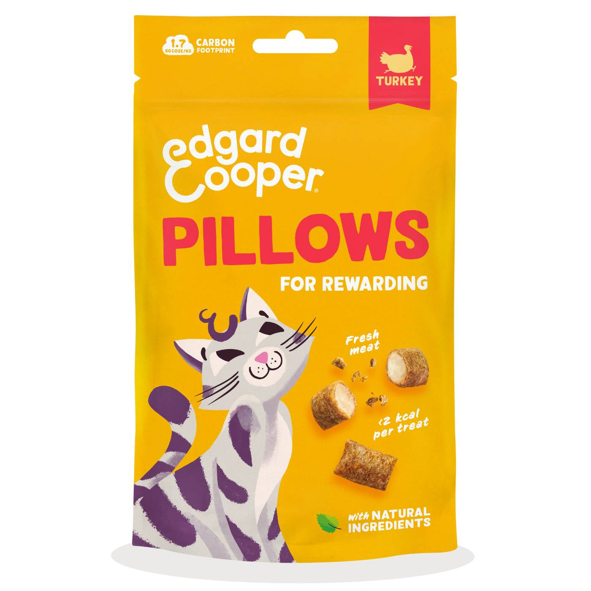 Edgard&Cooper Snack per Gatti Pillows Fagottini Ripieni al Tacchino 60 g