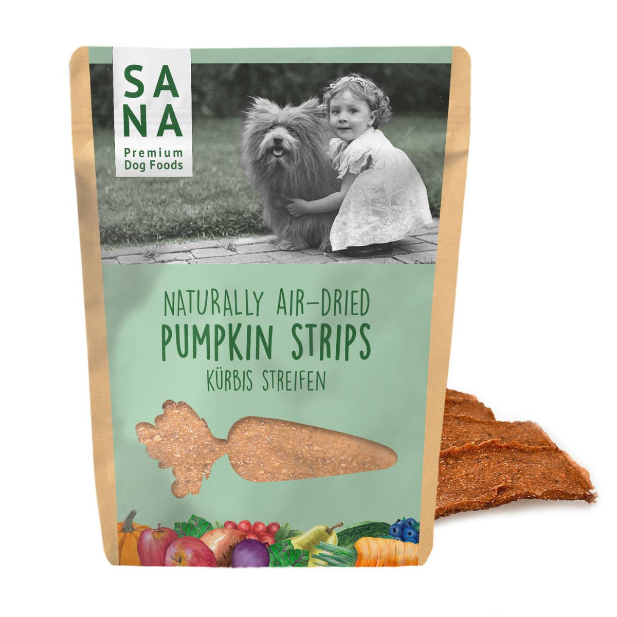 Sanadog Snack Vegetali per Cani Strisce di Zucca
