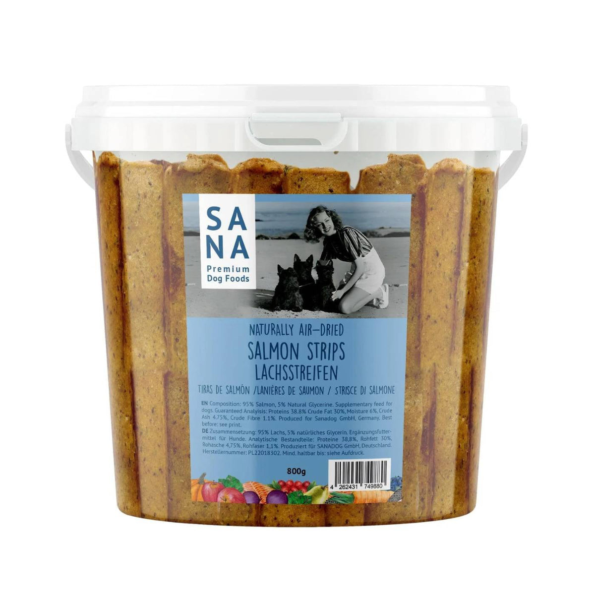 Sanadog Strisce di Salmone Essiccato per Cani Snack Naturali