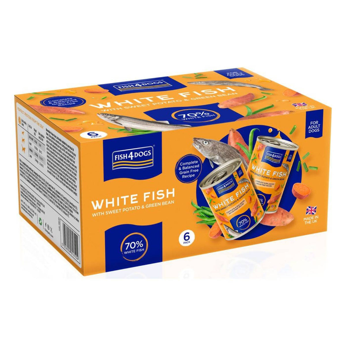 Fish4Dogs Finest Complete Umido Pesce Bianco e Patate Dolci e Fagiolini per Cani Adulti 395 g