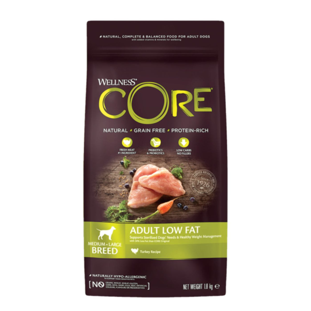 Wellness Core Medium/Large Breed Adult Low Fat Tacchino per Cani Adulti