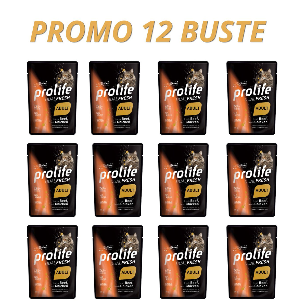 Prolife Cat Dual Fresh Adult Manzo e Pollo Umido per Gatti