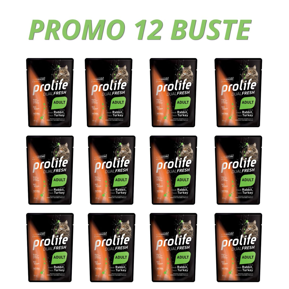 Prolife Cat Dual Fresh Adult Coniglio e Tacchino Umido per Gatti