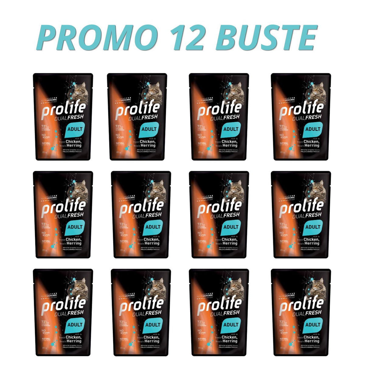 Prolife Cat Dual Fresh Adult Pollo e Aringa Umido per Gatti