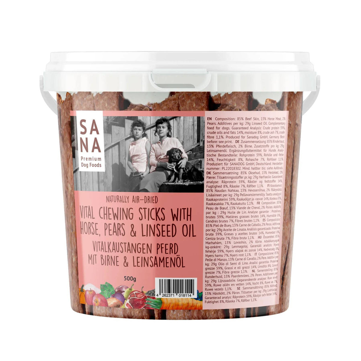 Sanadog Stick di Cavallo da Masticare con Pera e Olio di Lino Snack per Cani