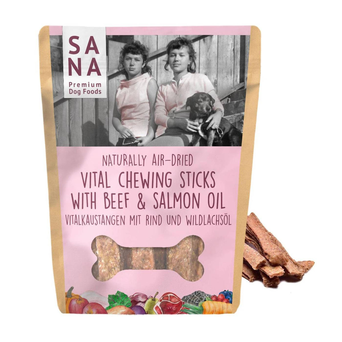 Sanadog Stick di Manzo Snack per Cani da Masticare con Olio di Salmone