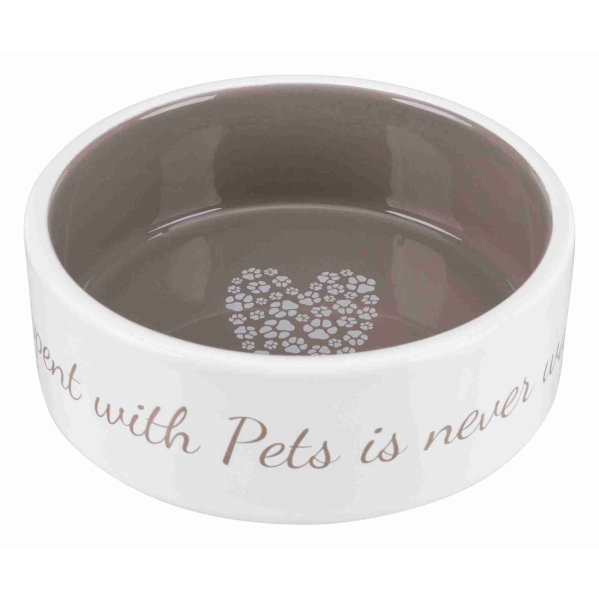 Trixie Ciotola in Ceramica per Gatti e Cani di Piccola Taglia Ø 12 cm 0,3 l Pet's Home Colore Crema / Grigio Tortora