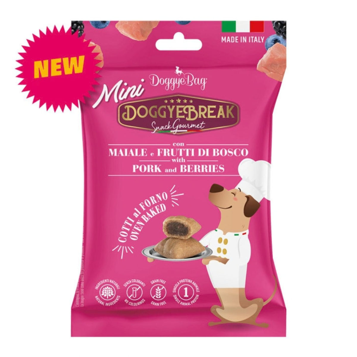 DoggyeBag MINI Doggyebreak Snack Ripieni con Maiale e Frutti di Bosco per Cani 60 g