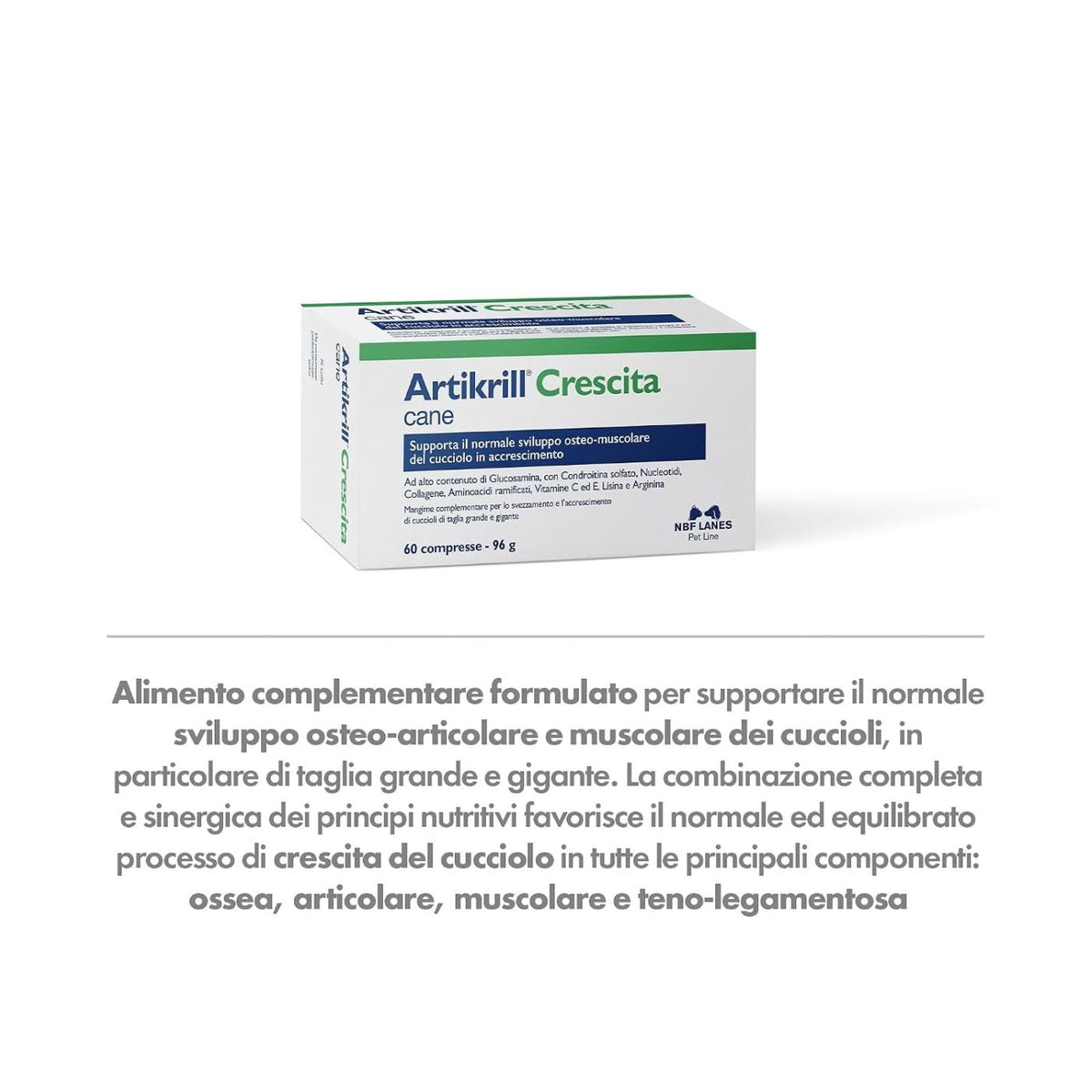 NBF Lanes Artikrill Crescita Cane – Integratore Articolazioni e Crescita Cuccioli