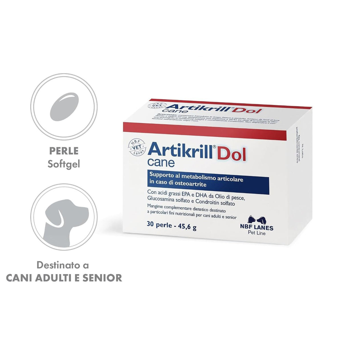 NBF Lanes Artikrill Dol Cane – Supporto Articolare per Cani Adulti e Senior in Perle