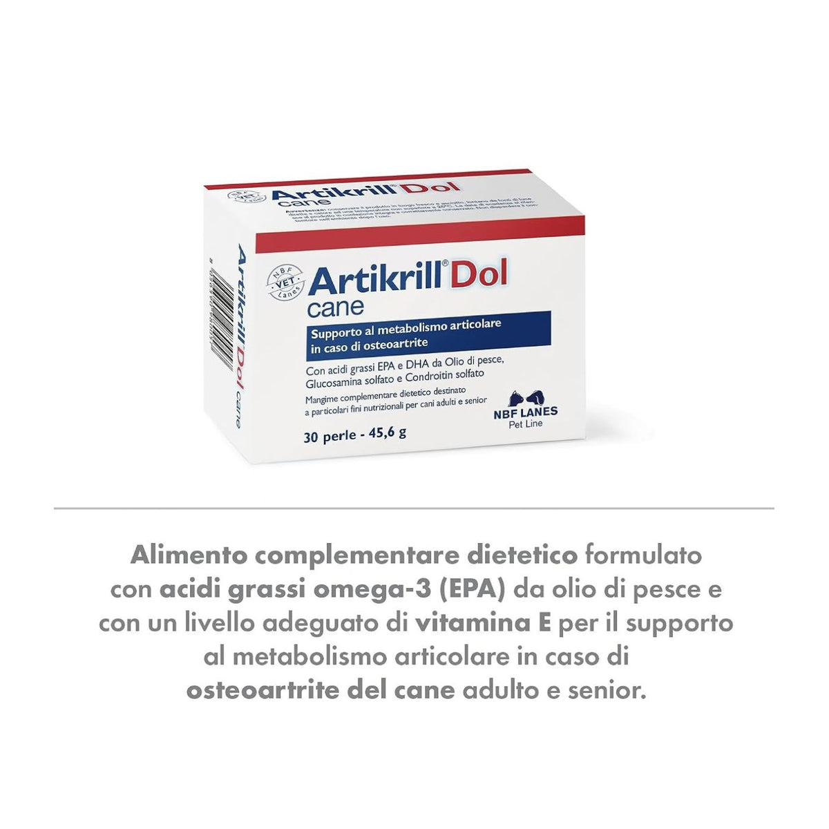 NBF Lanes Artikrill Dol Cane – Supporto Articolare per Cani Adulti e Senior in Perle