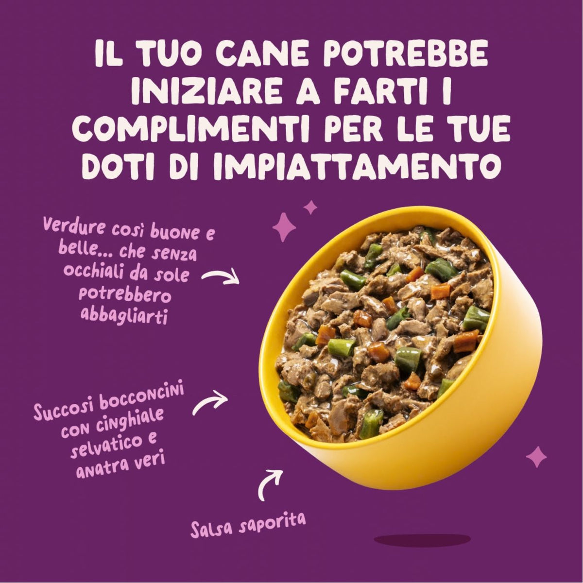 Edgard & Cooper Spezzatini in Busta per Cani Adulti con Cinghiale e Anatra 150 g