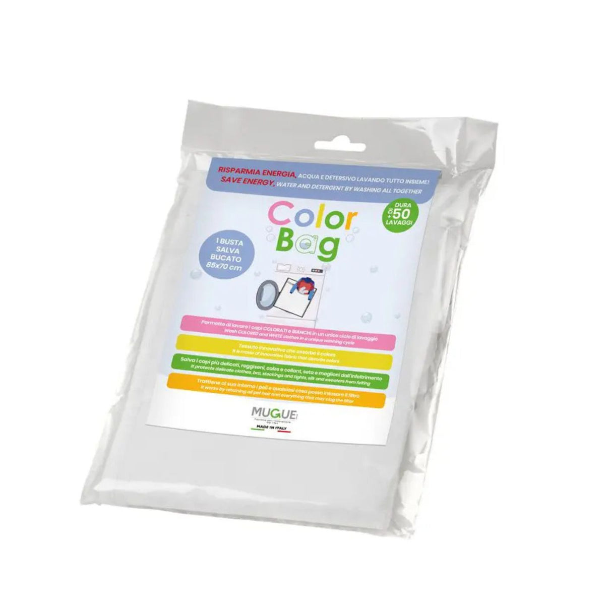 Mugue COLOR BAG – Sacchetto Protettivo per Lavatrice Salvacolore e Cattura Peli 85x70 cm