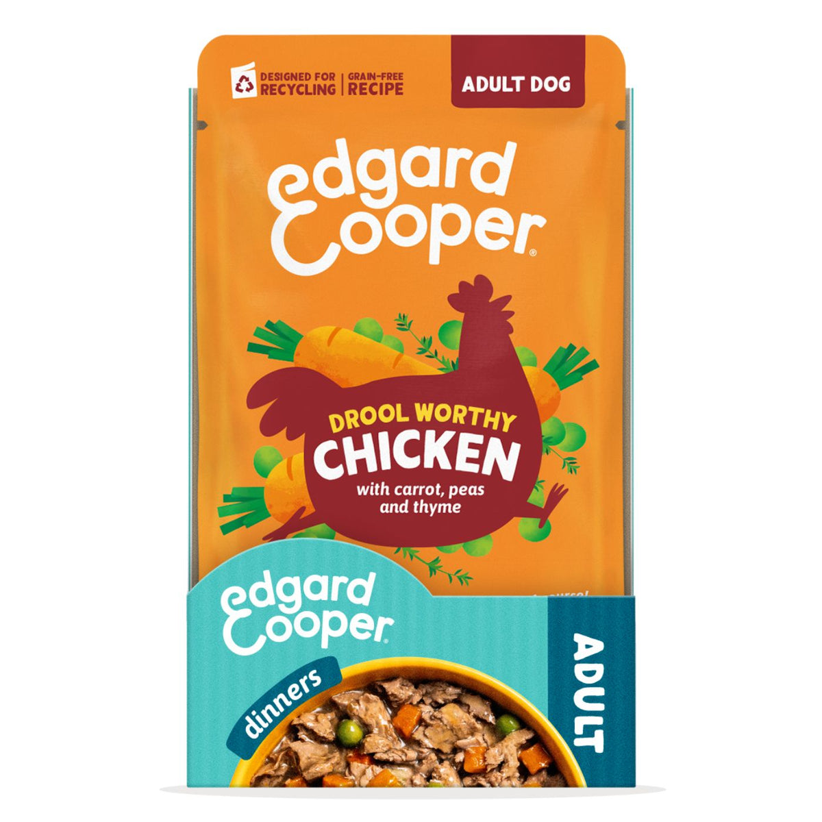 Edgard & Cooper Spezzatini in Busta per Cani Adulti con Pollo 150 g