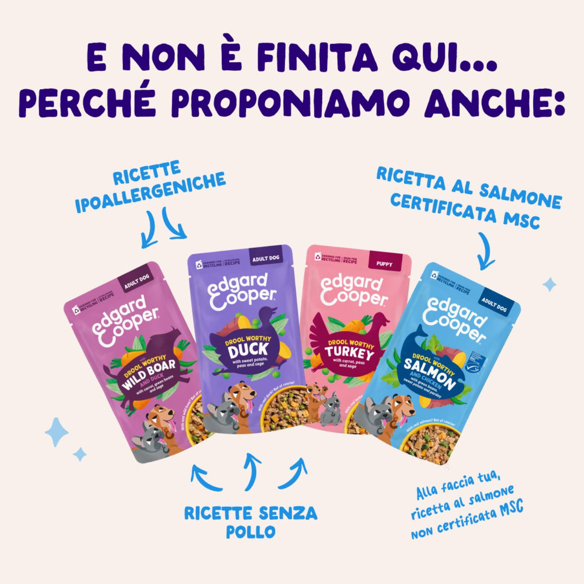 Edgard & Cooper Spezzatini in Busta per Cani Adulti con Salmone e Pollo 150 g