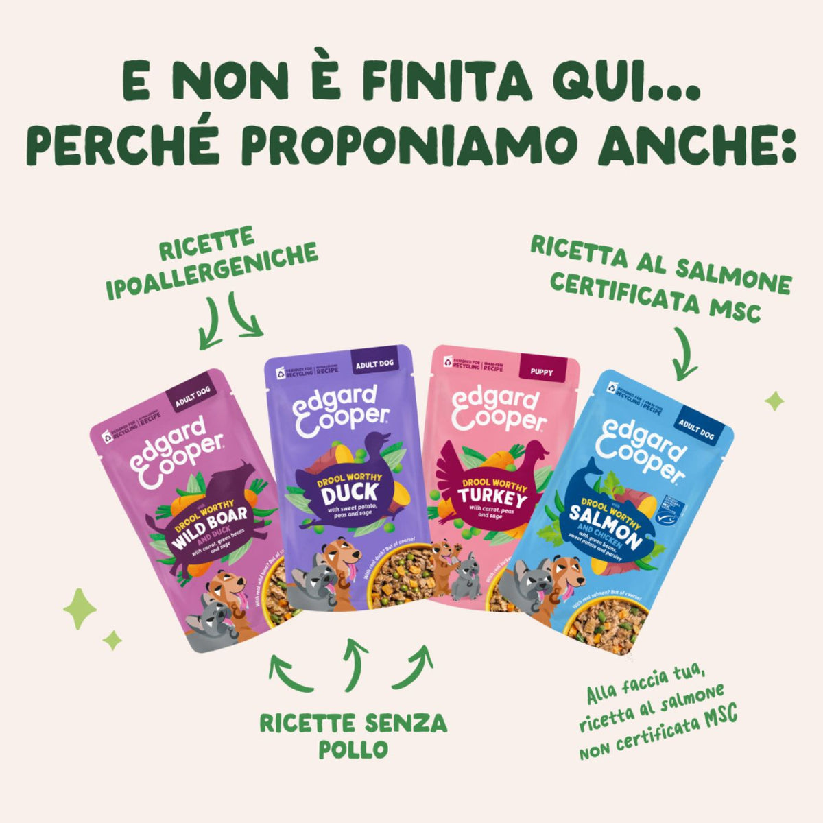 Edgard & Cooper Spezzatini in Busta per Cani Adulti con Agnello e Pollo 150 g