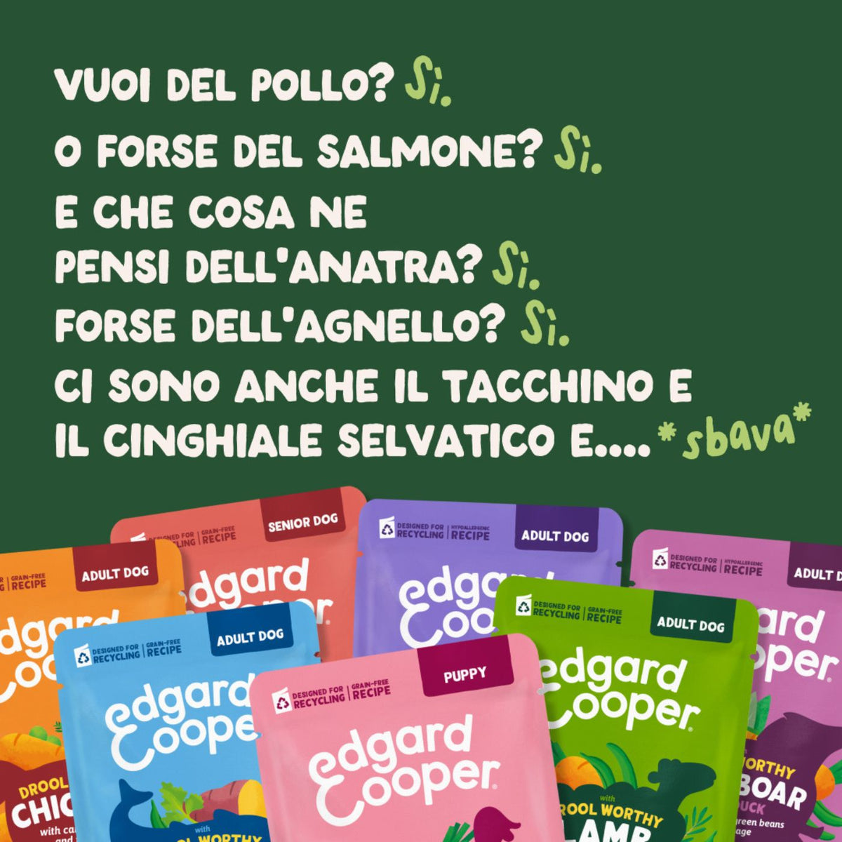Edgard & Cooper Spezzatini in Busta per Cani Adulti con Agnello e Pollo 150 g