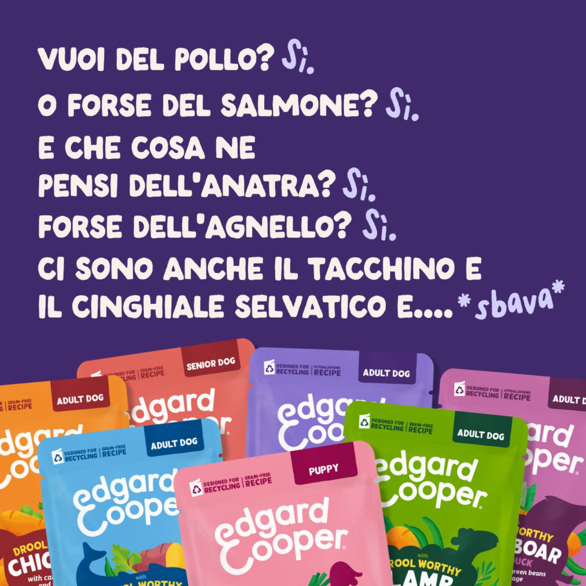 Edgard & Cooper Spezzatini in Busta per Cani Adulti con Anatra 150 g