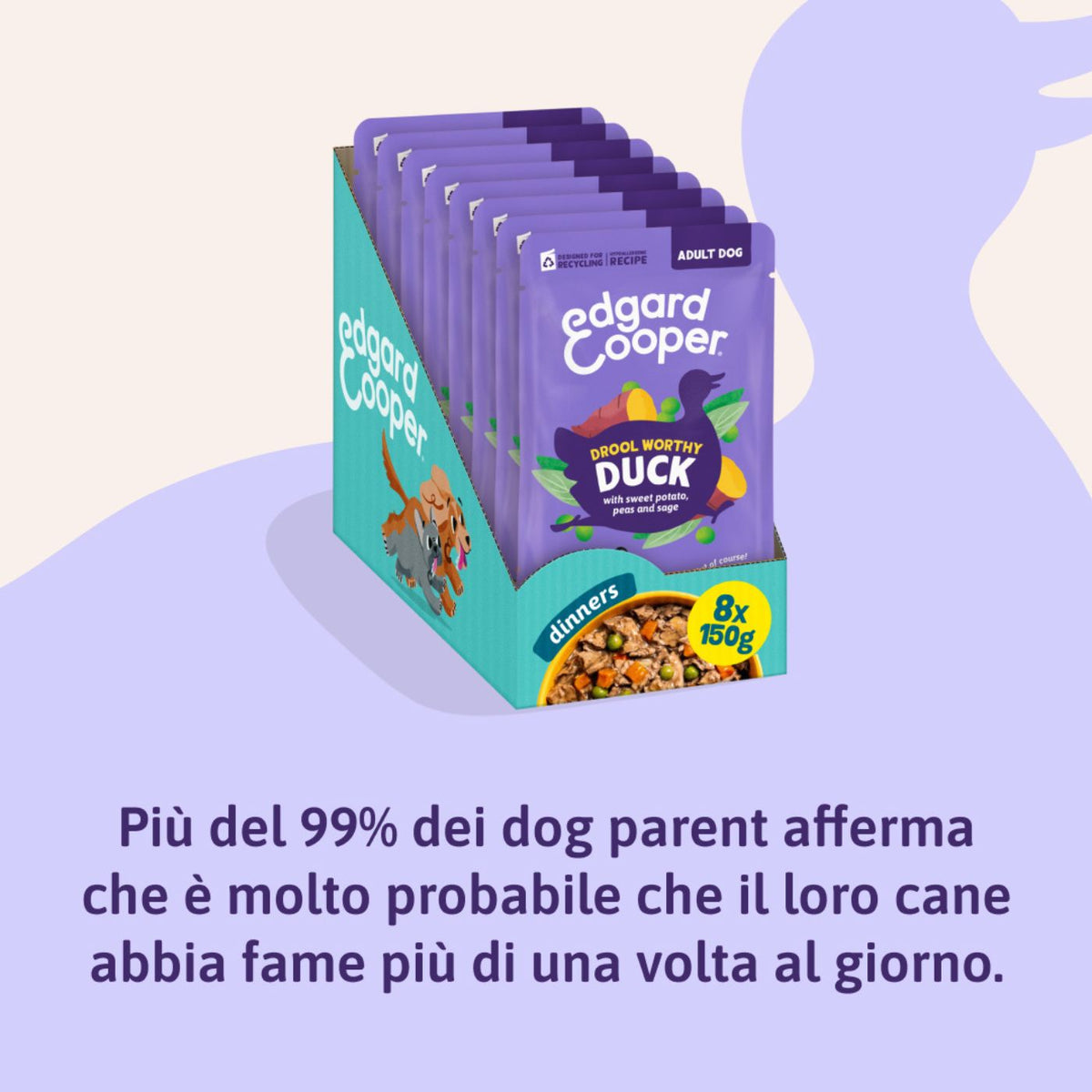 Edgard & Cooper Spezzatini in Busta per Cani Adulti con Anatra 150 g