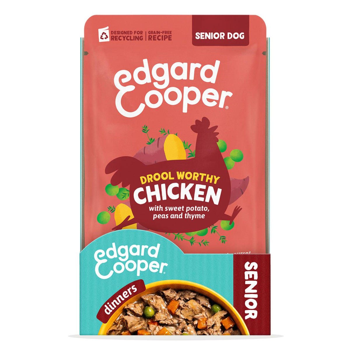 Edgard & Cooper Spezzatini in Busta per Cani Senior con Pollo 150 g