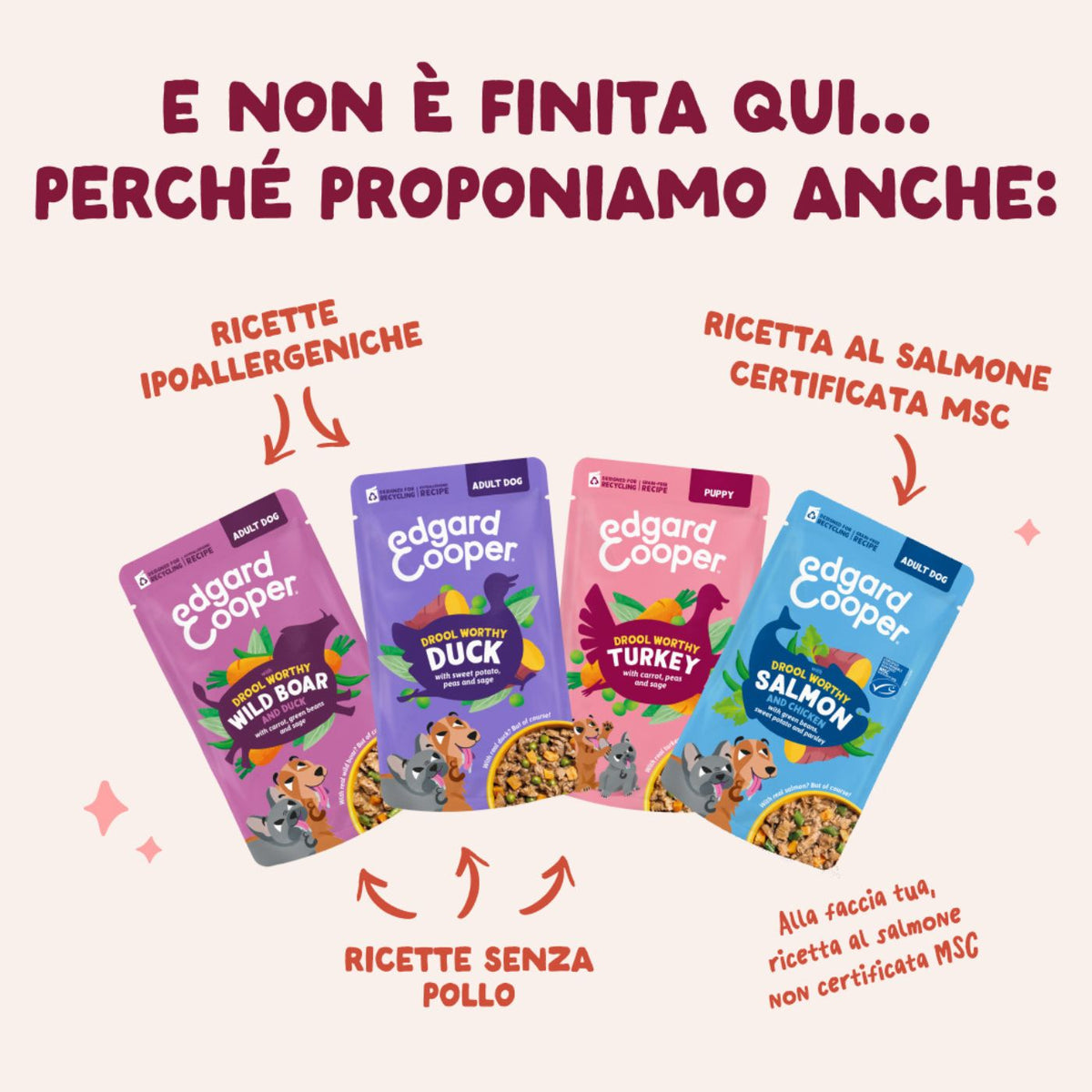 Edgard & Cooper Spezzatini in Busta per Cani Senior con Pollo 150 g