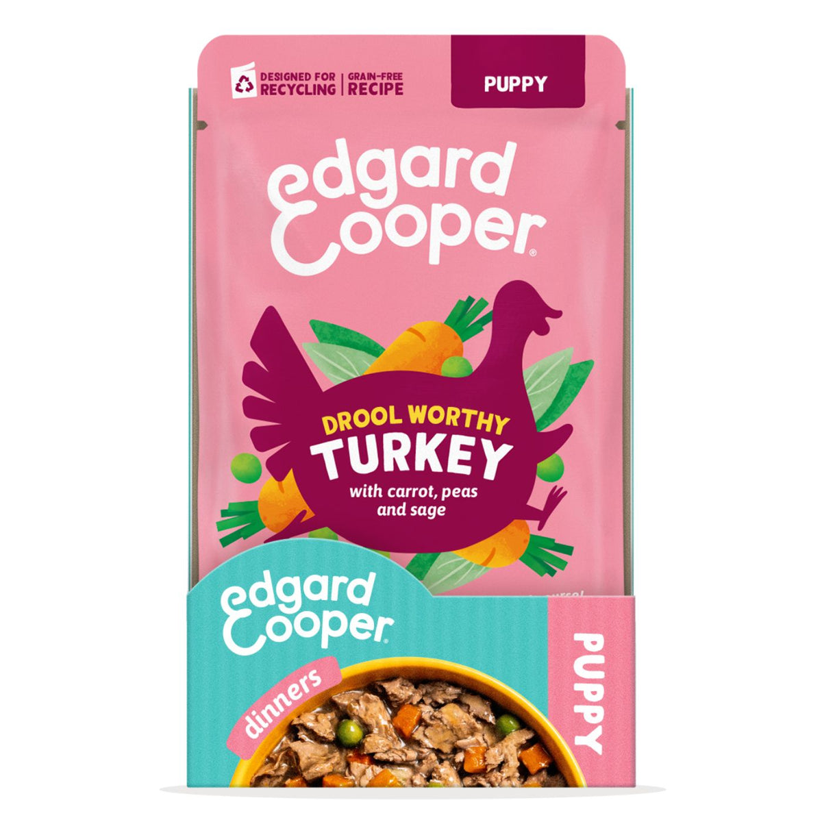 Edgard & Cooper Spezzatini in Busta per Cuccioli con Tacchino 150 g