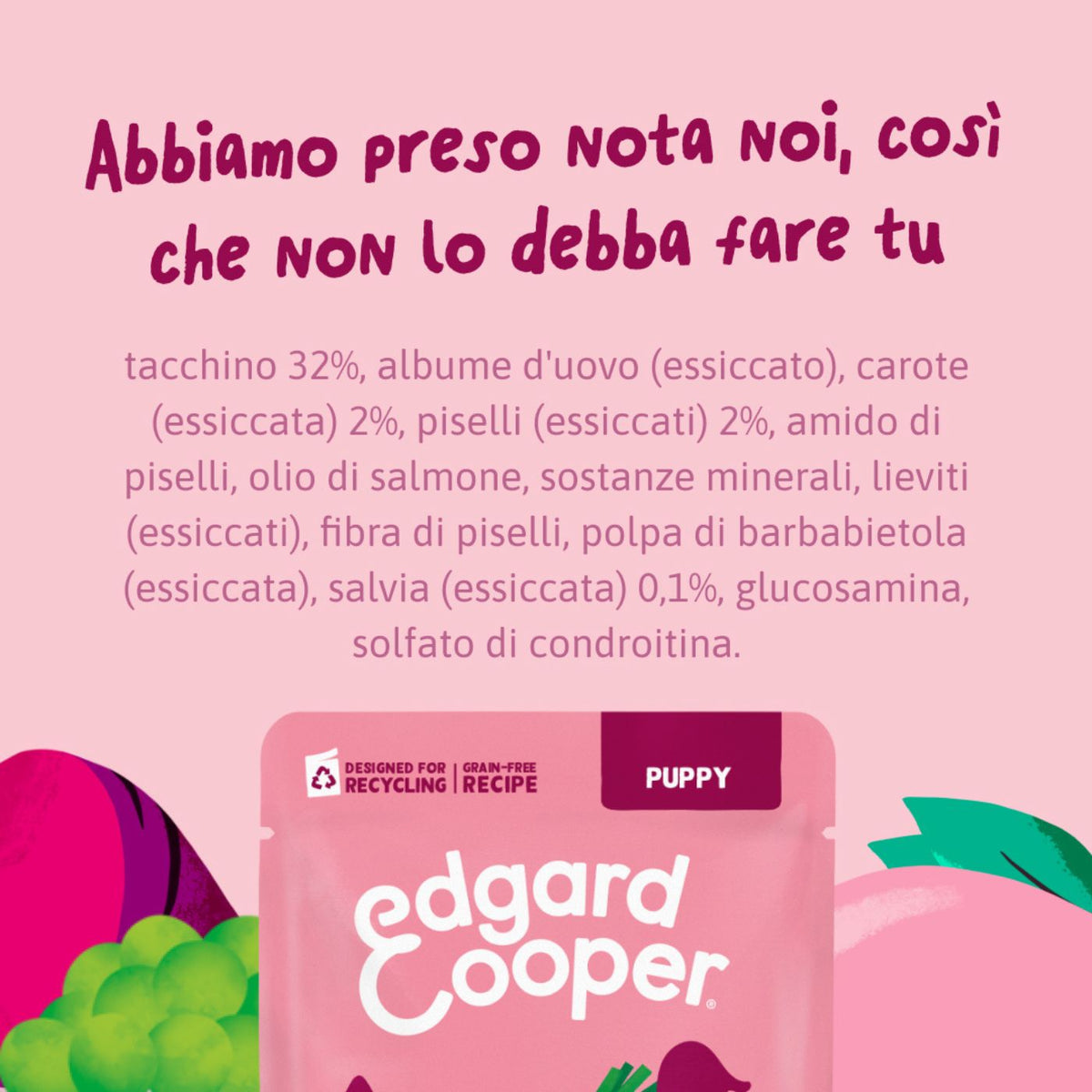 Edgard & Cooper Spezzatini in Busta per Cuccioli con Tacchino 150 g