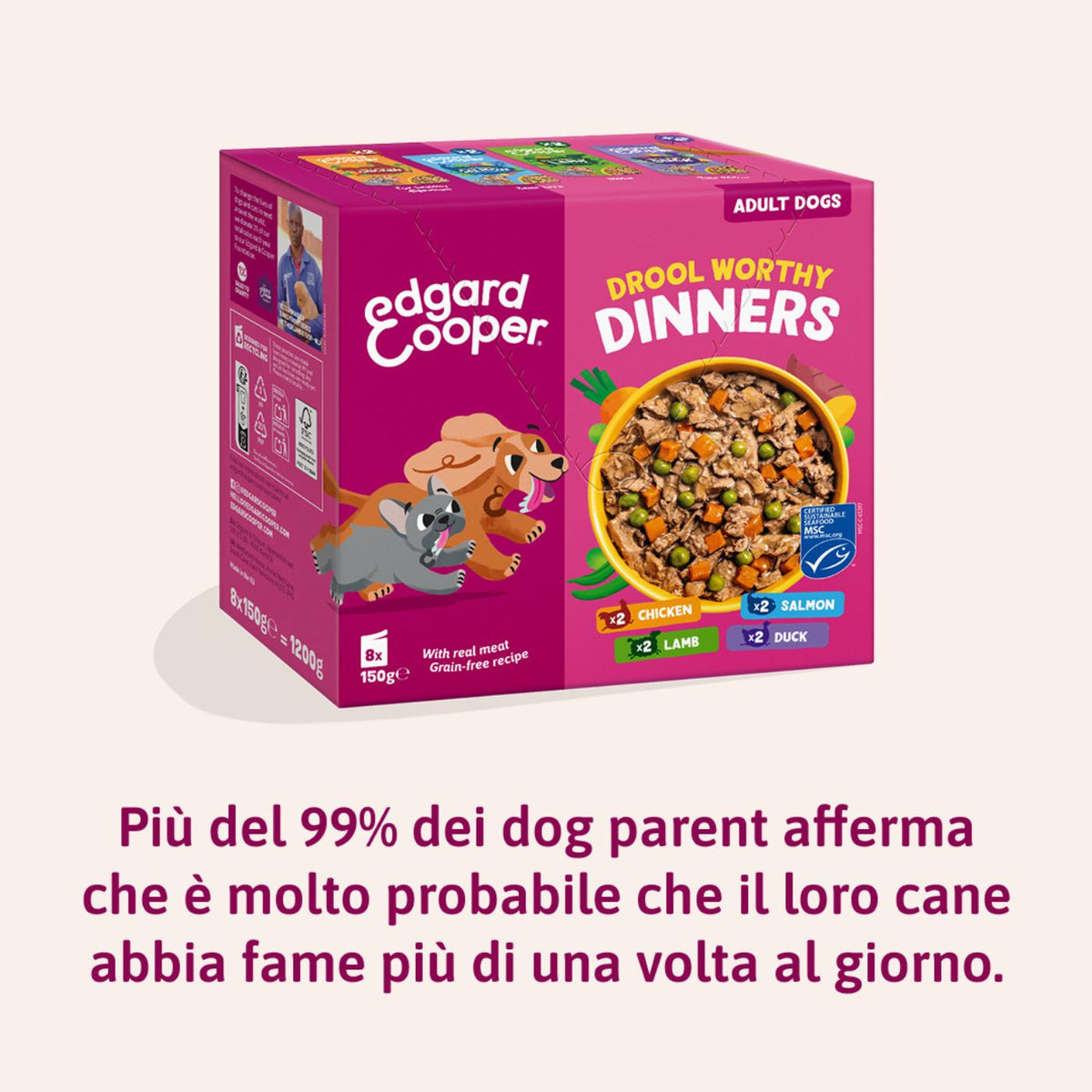 Edgard & Cooper Spezzatini in Busta per Cani Adulti Multipack 4 Gusti