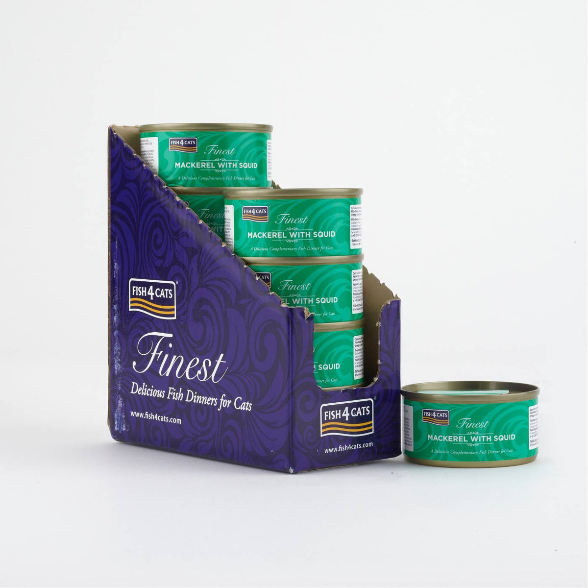 Fish4Cats Finest Filetti di Sgombro con Calamari Umido per Gatti 70 gr