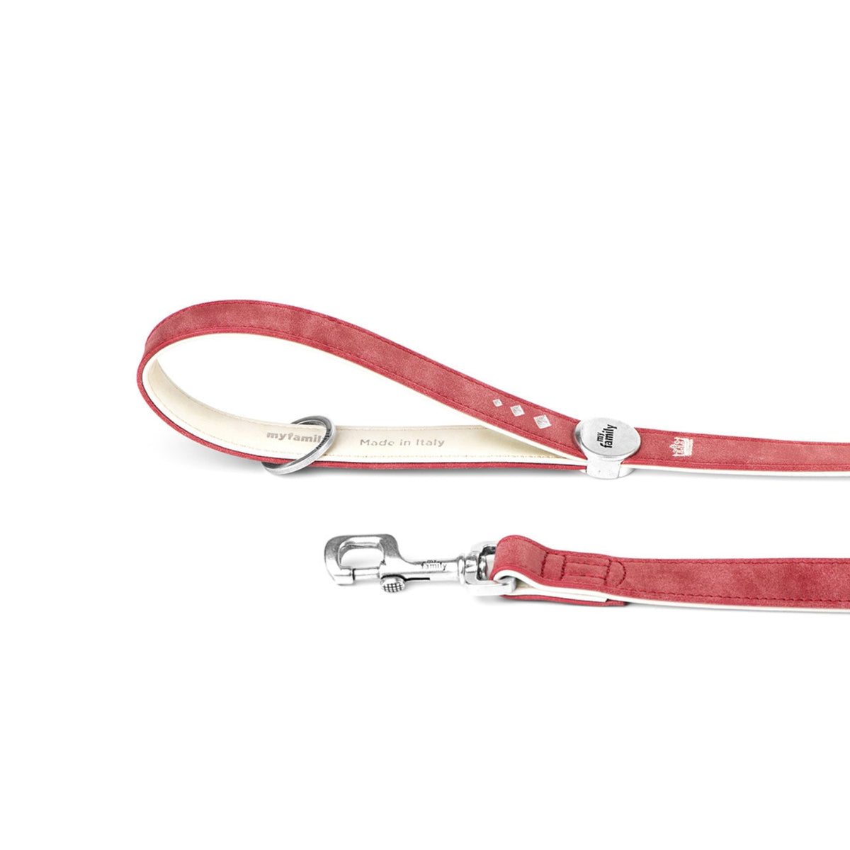 MyFamily Guinzaglio per Cani in Similpelle Crema e Bordeaux 180 x 2,2 cm Royal Ricamo Corona Queen