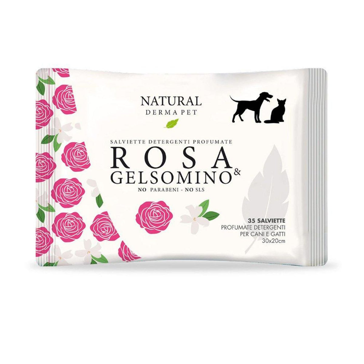 Natural Derma Pet by Derbe Salviette Detergenti per Cani Gatti e Cuccioli Rosa e Gelsomino