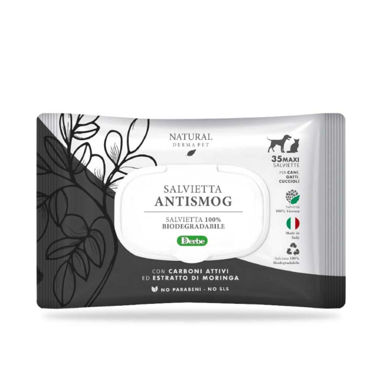 Natural Derma Pet by Derbe Salviette Funzionali Antismog Biodegradabili per Cani Gatti e Cuccioli
