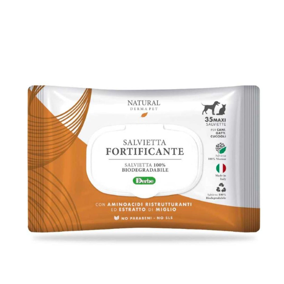 Natural Derma Pet by Derbe Salviette Funzionali Fortificante Biodegradabili per Cani Gatti e Cuccioli