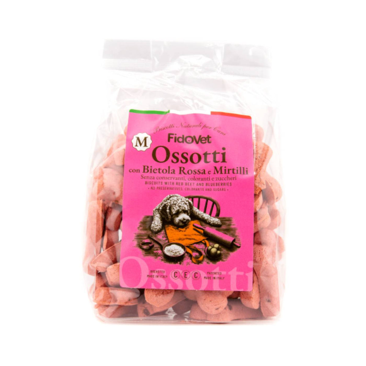 zstop-Fidovet Biscotti Naturali per Cani Ossotti MEDIUM Bietola Rossa e Mirtilli 300 g