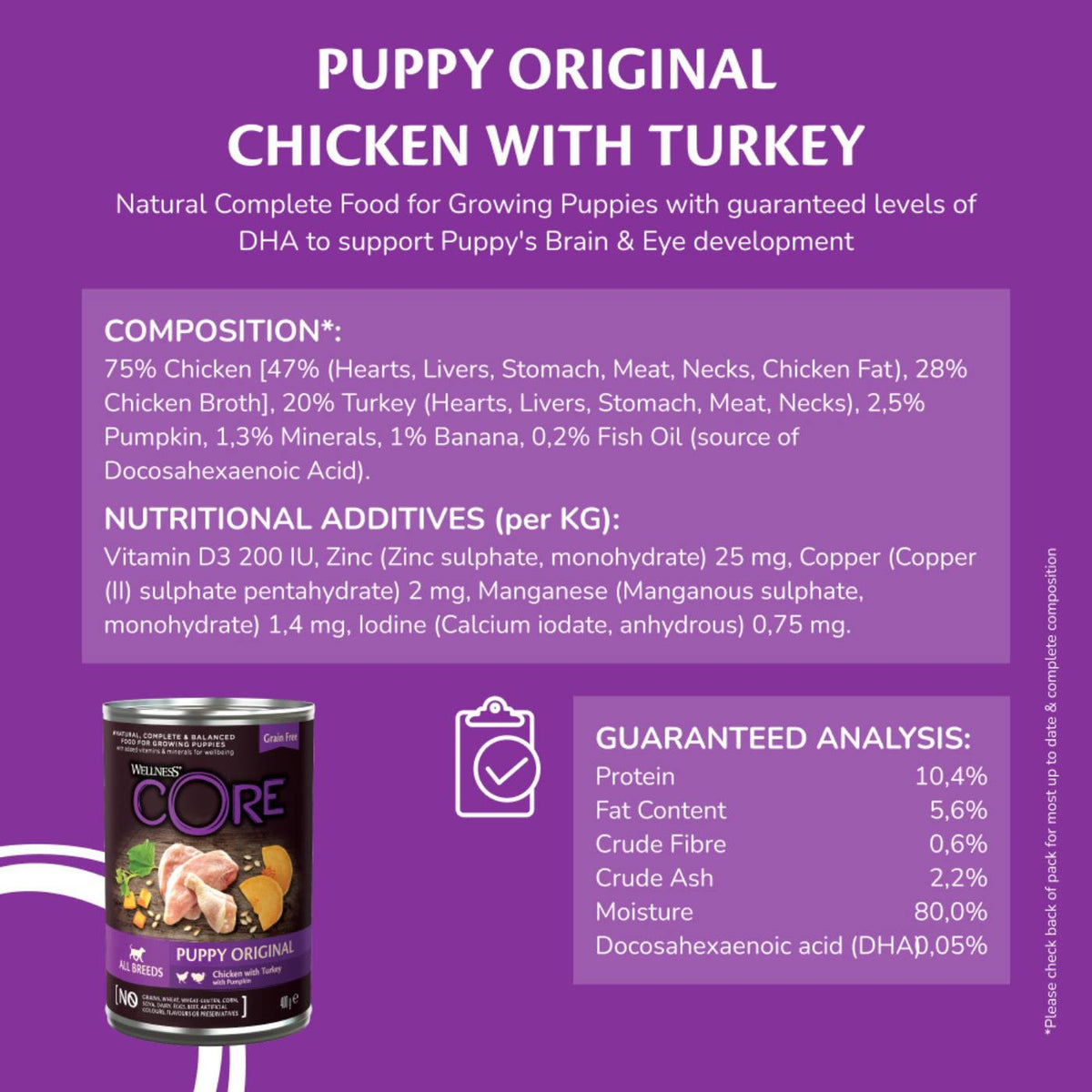 Wellness Core Puppy Original Pollo con Tacchino con Zucca 400 gr Cibo Umido per Cuccioli