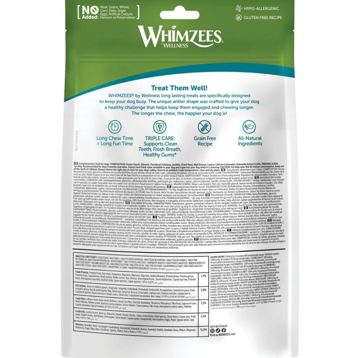 Whimzees Snack Dentale Naturale Corno per Cani Antler