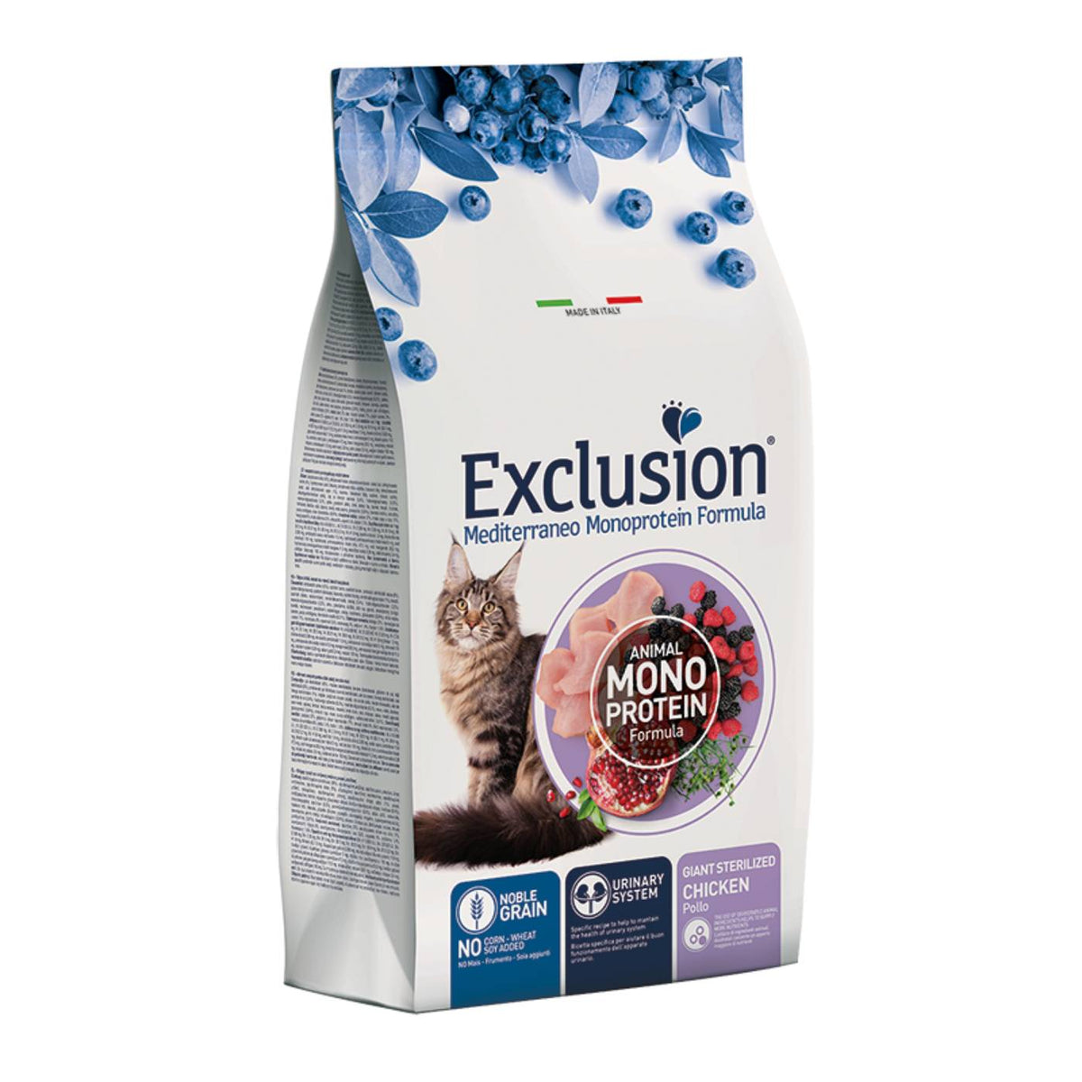 Exclusion Mediterraneo Monoproteico Noble Grain Cat Giant Pollo per Gatti Sterilizzati Taglia Grande 1,5 Kg