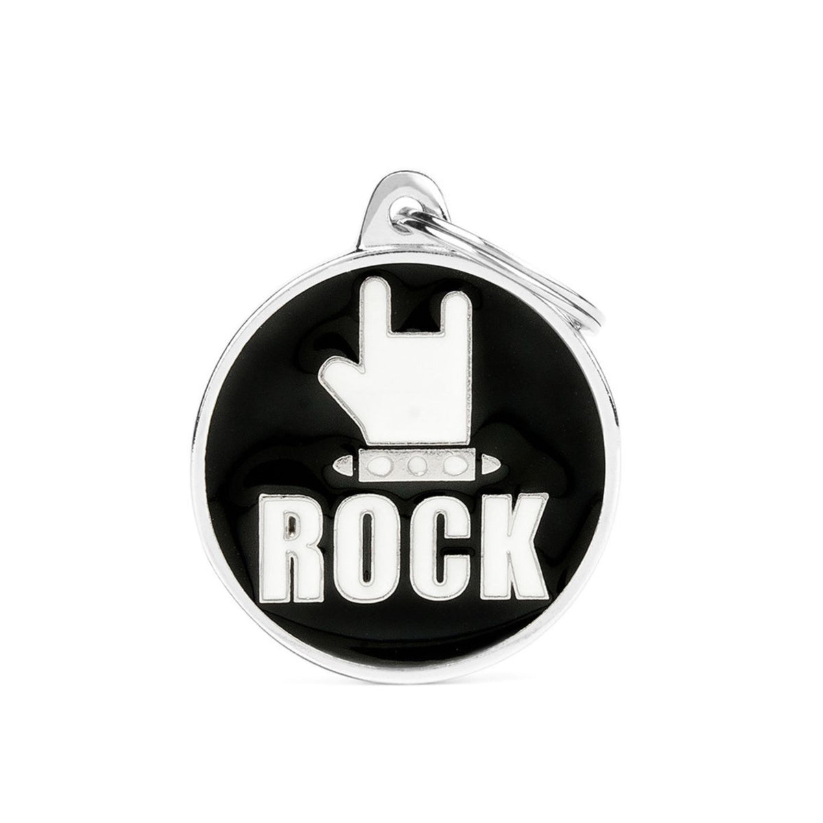 MyFamily Medaglietta per Cani e Gatti Personalizzabile Cerchio Rock