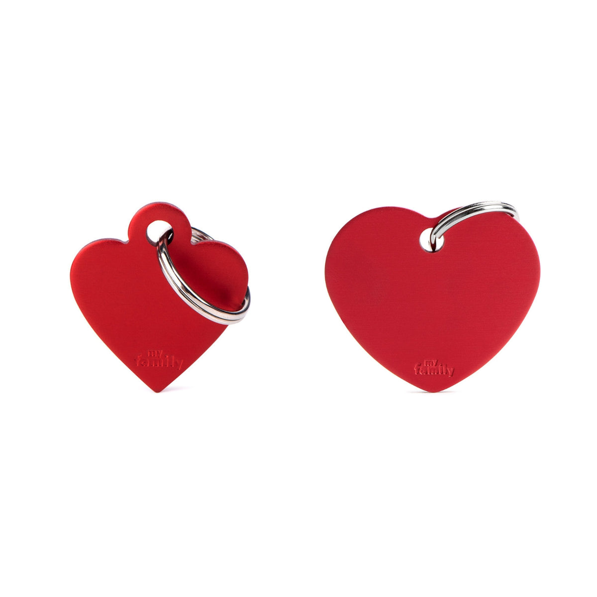 MyFamily Medaglietta per Cani e Gatti Personalizzabile Cuore Basic Alluminio Rosso