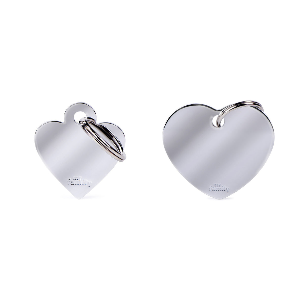 MyFamily Medaglietta per Cani e Gatti Personalizzabile Cuore Basic Ottone Cromato