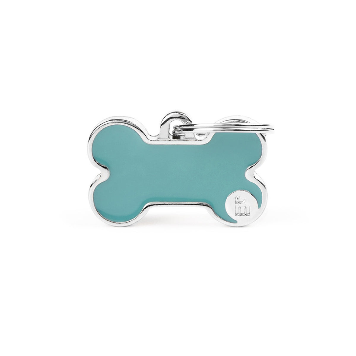 MyFamily Medaglietta per Cani Personalizzabile Osso Basic Handmade Azzurra