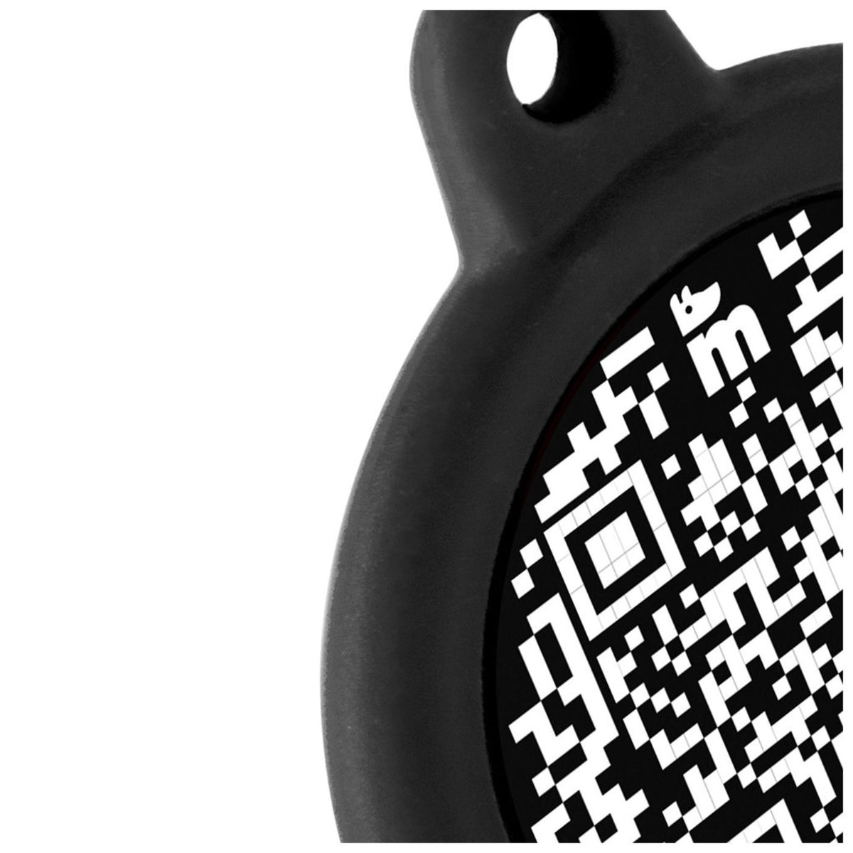 MyFamily Medaglietta per Cani QR Code Hushtag Cerchio Alluminio Nero