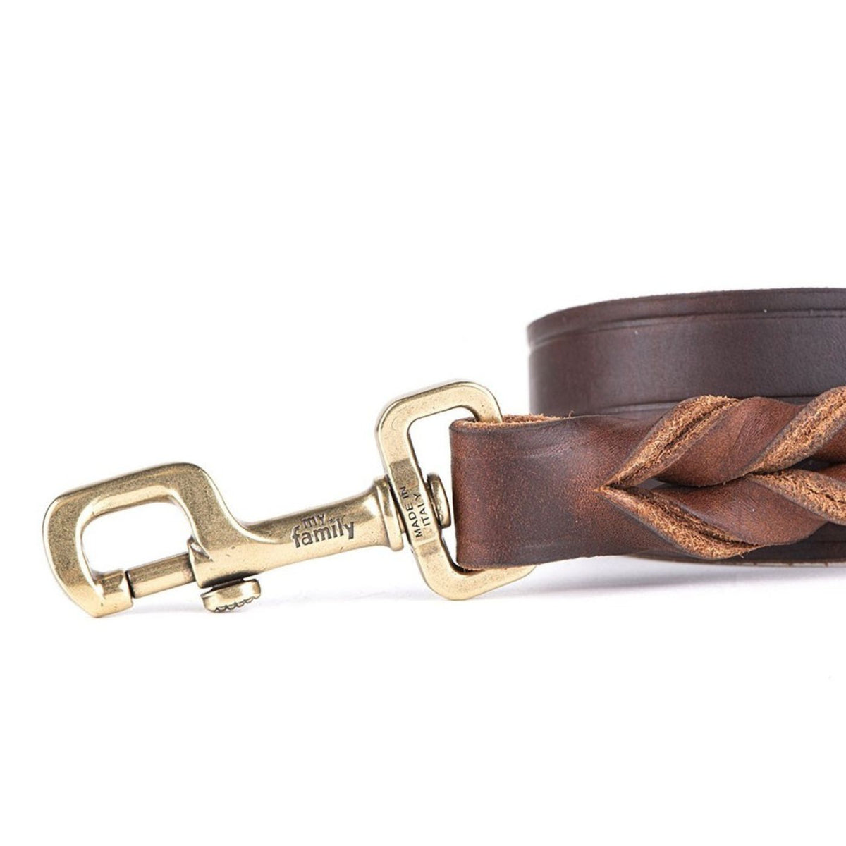 MyFamily Guinzaglio in Cuoio Ingrassato Marrone 110 x 2,2 cm Ascot con Finiture in Ottone Inglese