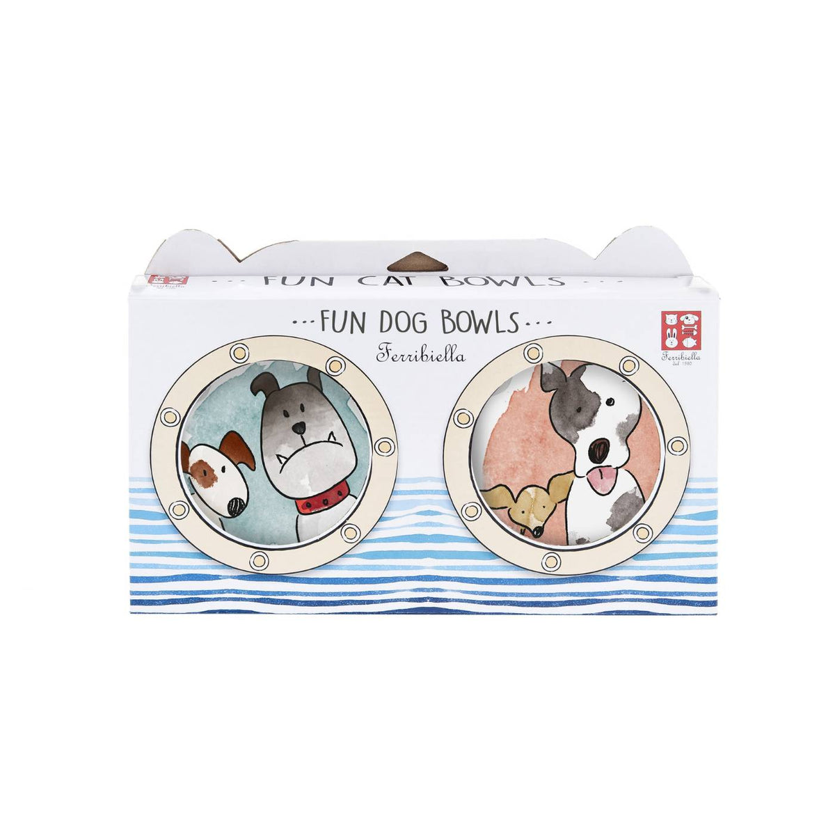 Ferribiella Ciotole Aquarelle per Cani in Melamina 2 x 450 ml