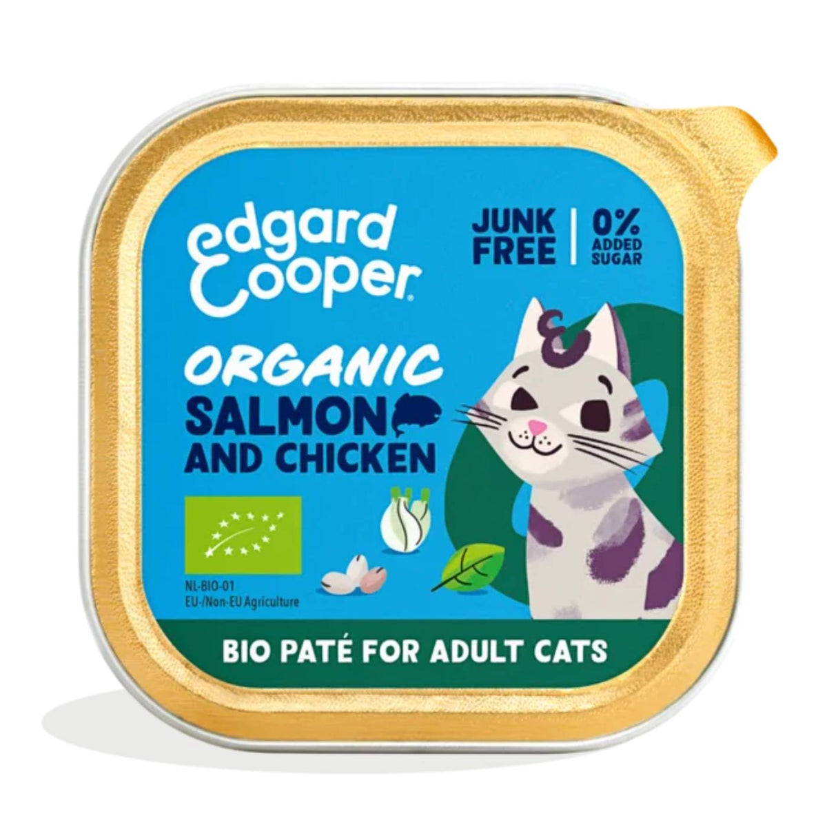 Edgard &amp; Cooper Umido Pate' Salmone e Pollo Biologici per Gatti Adulti 85 g
