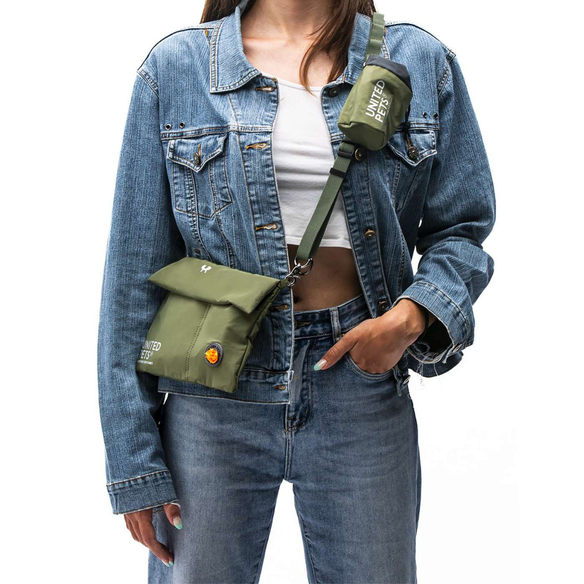United Pets Pochette Borsa City Bag con Tracolla Linea CityLife Verde Militare