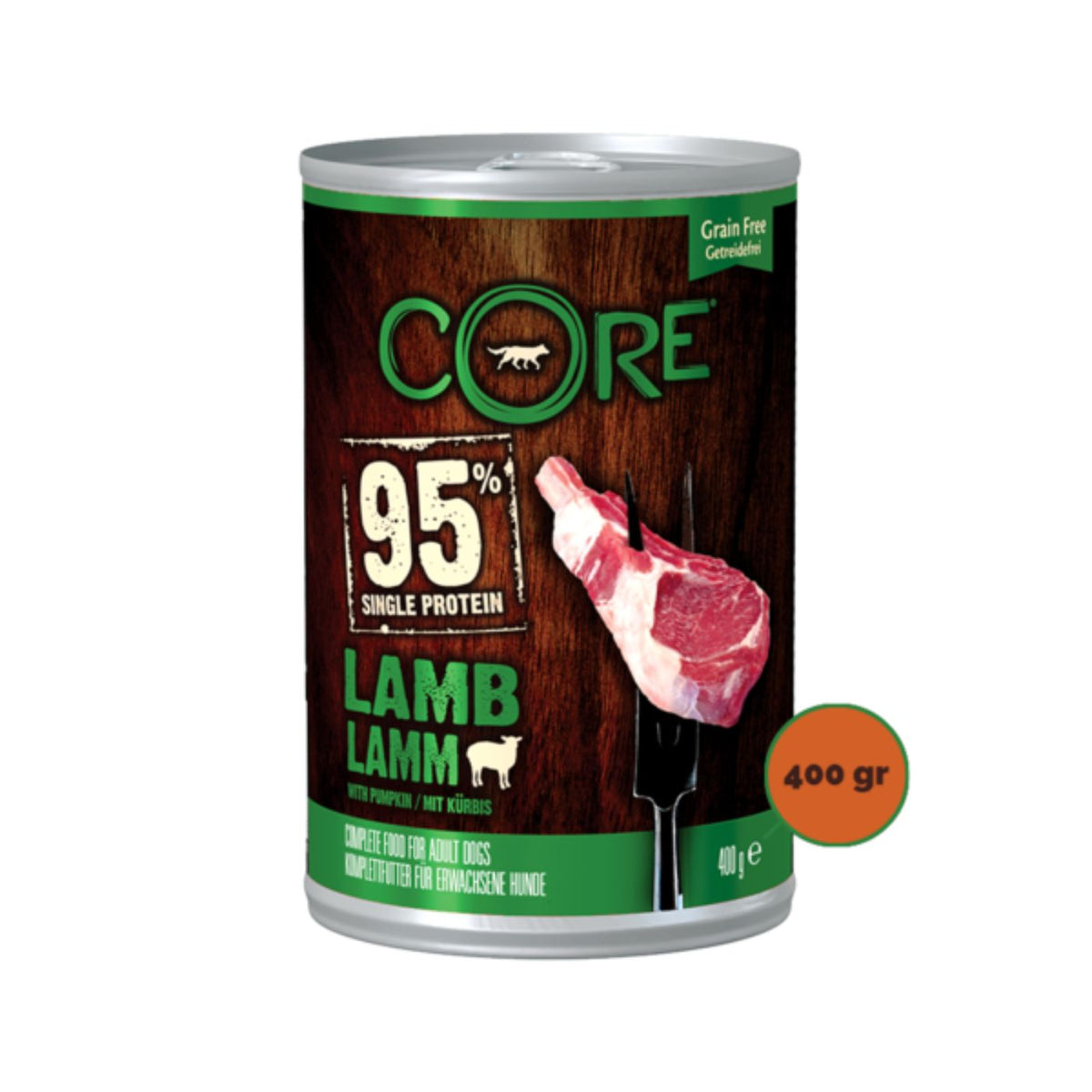 Wellness Core Alimento Umido Completo per Cani Can95% Agnello con Zucca 400 g