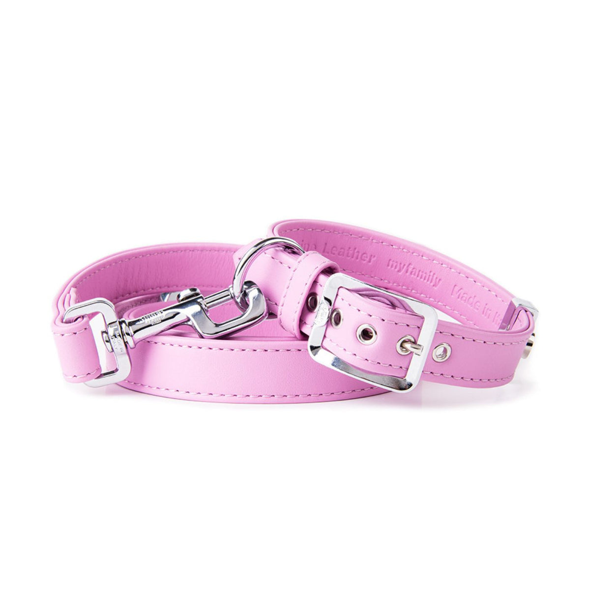 MyFamily Collare per Cani in Vera Pelle Glicine Hermitage con Finiture in Bronzo Bianco