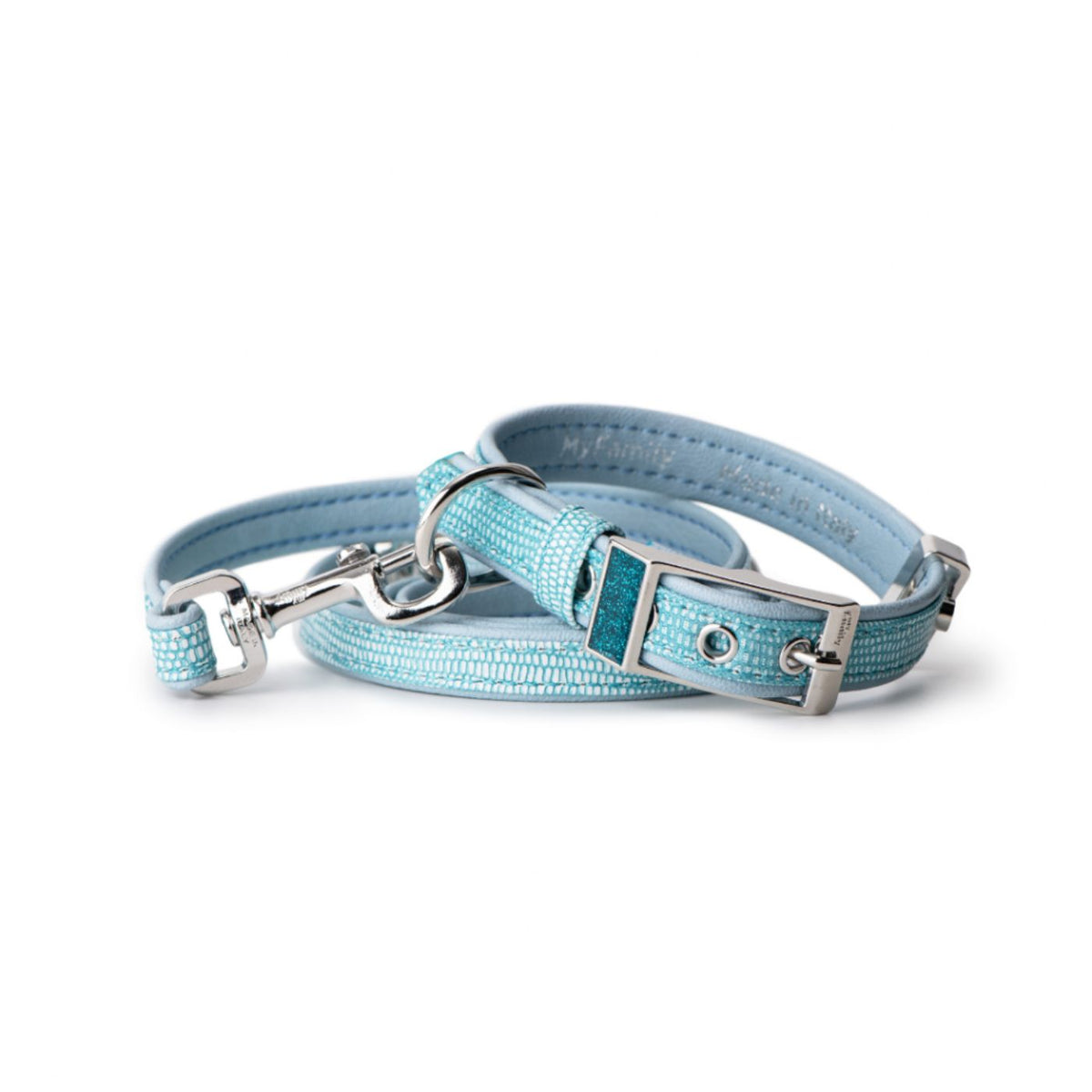 MyFamily Collare per Cani in Similpelle Turchese Saint Tropez