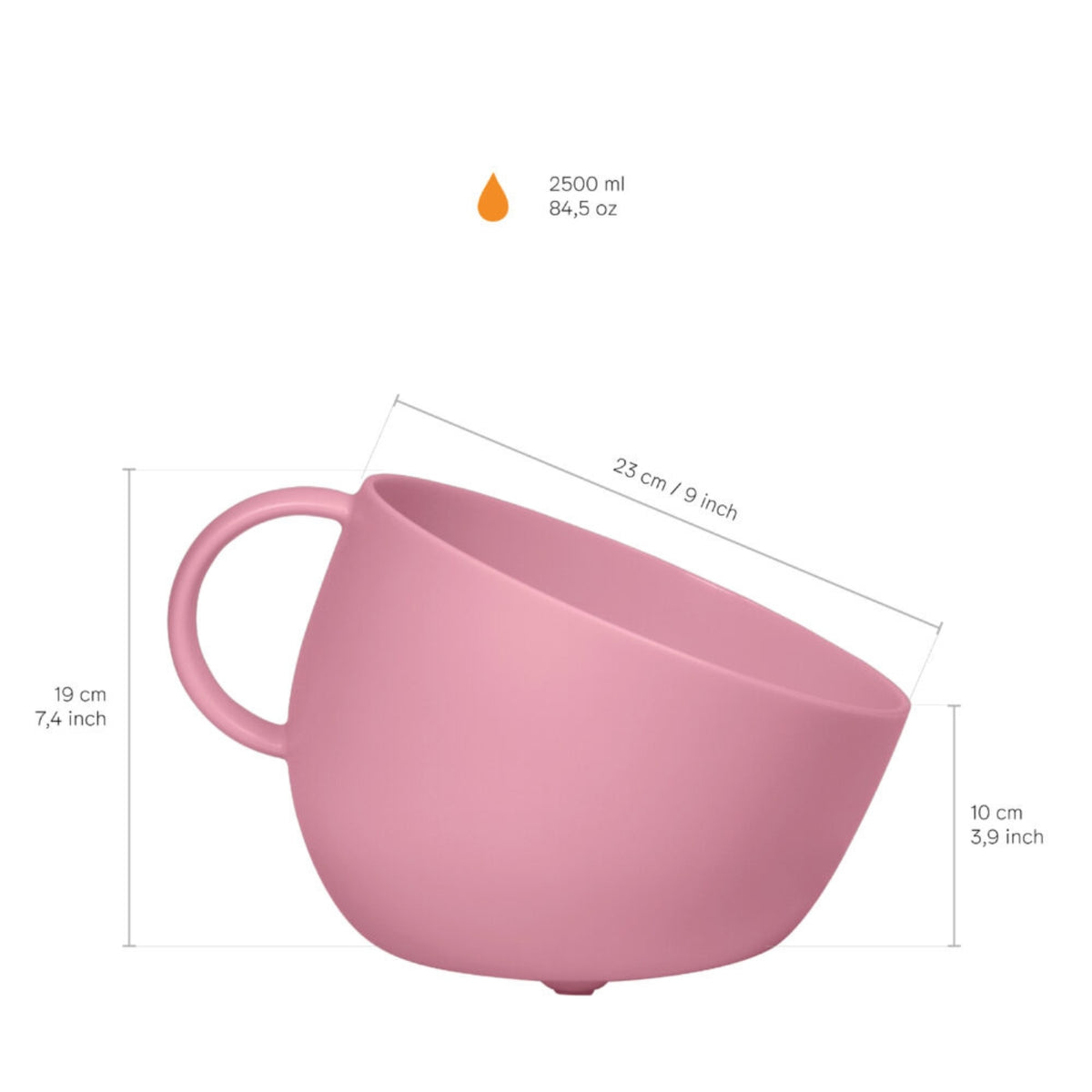 United Pets Ciotola per Cani CUP Rosa Antico 2500 ml 23 × 10 × 19 cm